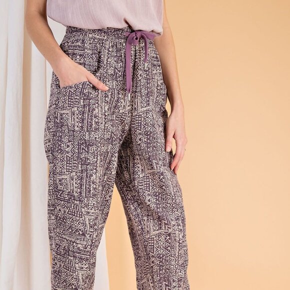 30. TRIBAL PRINTED COTTON GAUZE LONG PANTS - Picture 2 of 4